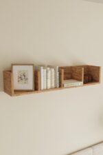 Raft Suspendat de Perete cu 4 Compartimente, Stejar Natural, 90,5 x 20 x 17 cm, Design Modern pentru Living și Birou