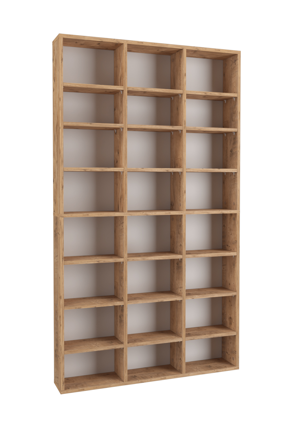 Bibliotecă înaltă cu 16 compartimente, stejar natur, rafturi reglabile, 101.8 x 16.3 x 178 cm, design modern - imagine 4