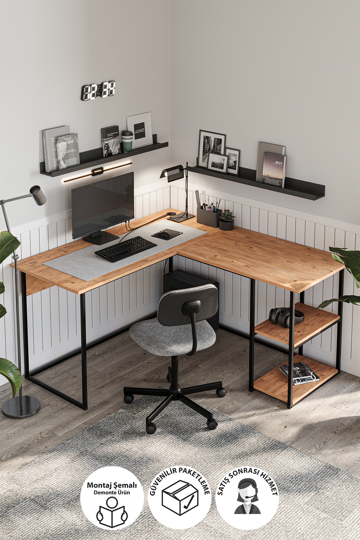 Birou colțar în formă L – spațiu maxim, organizare perfectă - imagine 2