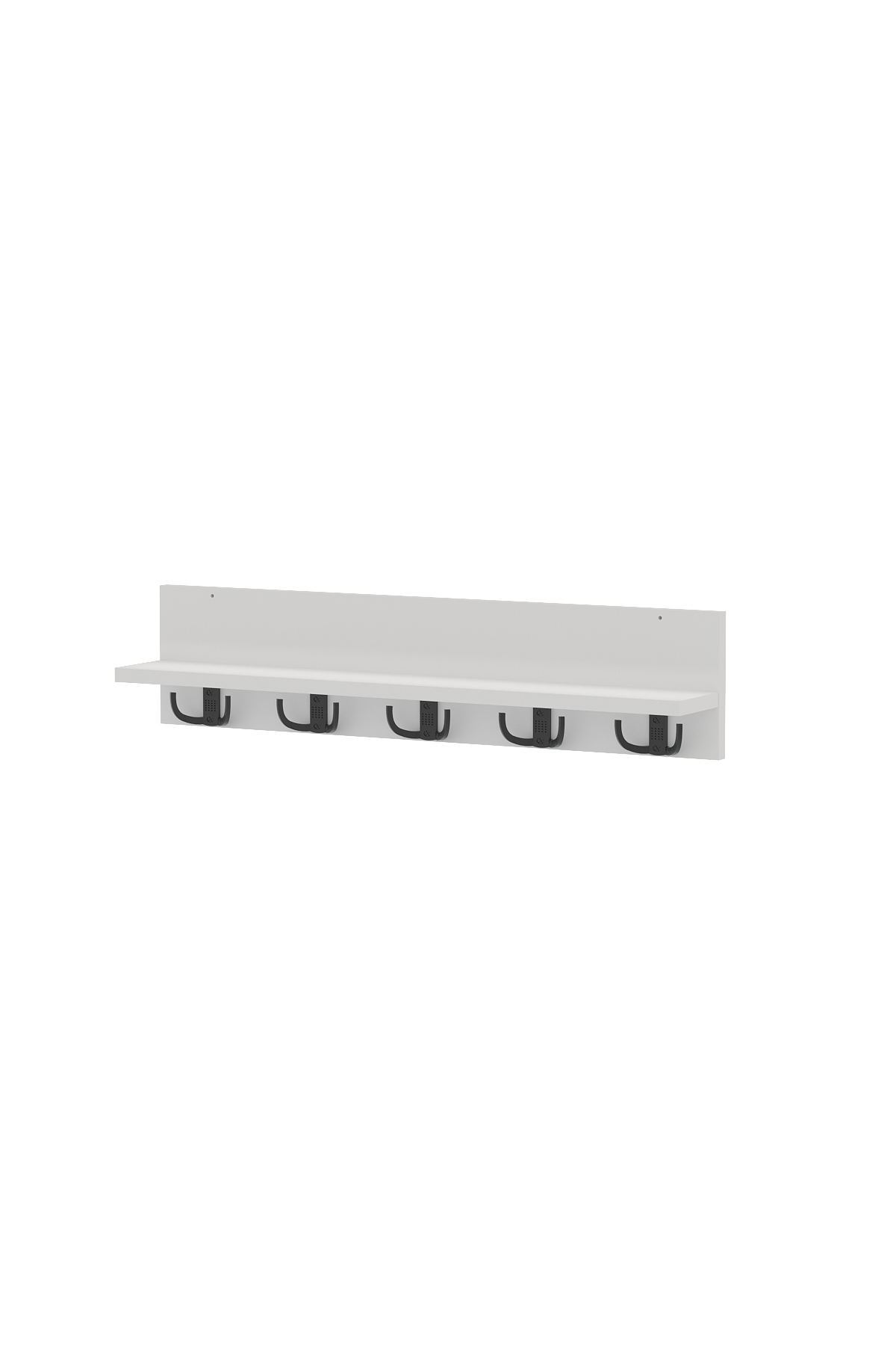 Cuier de Perete cu Raft – Alb Modern, 5 Cârlige Duble din Metal, 80 cm - imagine 6